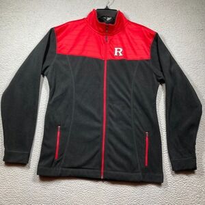 Rutgers University Fleece Zip Sweatshirt Womens XXL Black Red Full Zip Mock Neck